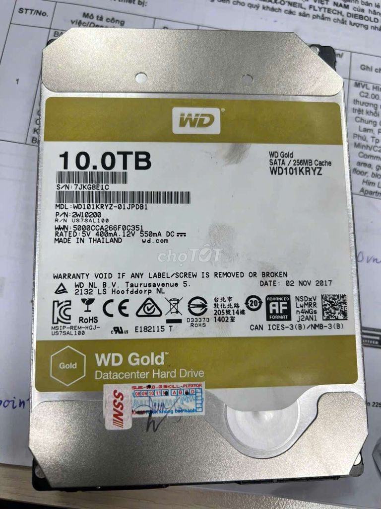 Ổ cứng HDD WD WD101KRYZ 10TB SATA. Mua bán Linh kiện (RAM, Card...) tại Thành phố Thủ Đức Tp Hồ Chí Minh được đăng bởi Thân Tấn Thái hình 1