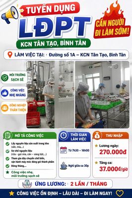 Ứng lương tuần Làm thực phẩm KCN Tân Tạo