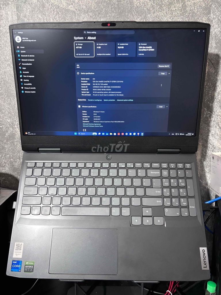 Lenovo ideapad Gaming 3 i7-12700H 16GB/512GB. Mua bán Laptop tại Quận Nam Từ Liêm Hà Nội được đăng bởi Cao Anh Việt hình 1