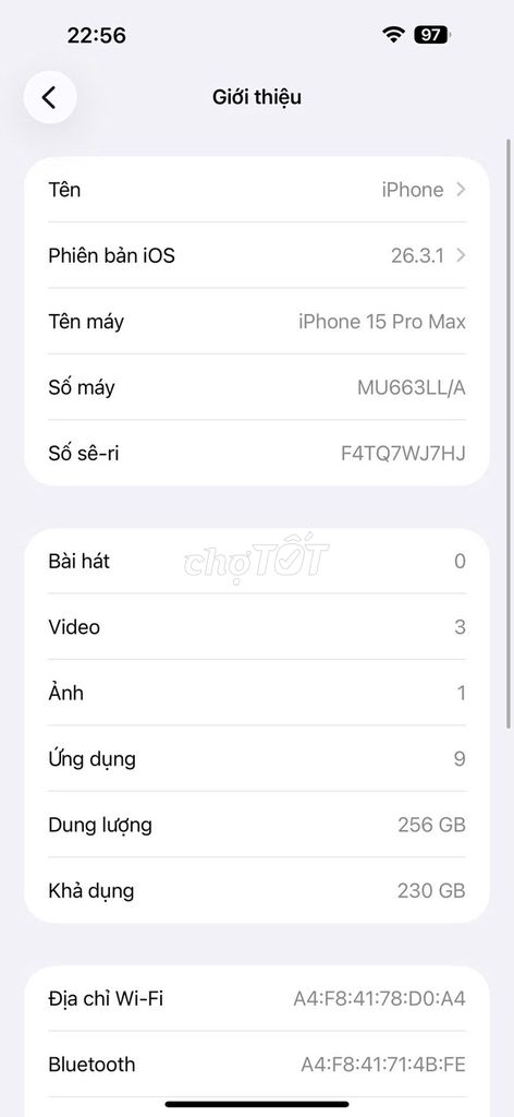 iPhone 15 Pro Max 256GB Đen LL/A Esim,zin all . Mua bán Điện thoại tại Quận Hai Bà Trưng Hà Nội được đăng bởi Lê Vũ hình 1