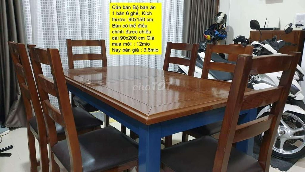 Cần bán bộ bàn ăn và 6 ghế gỗ bọc da.