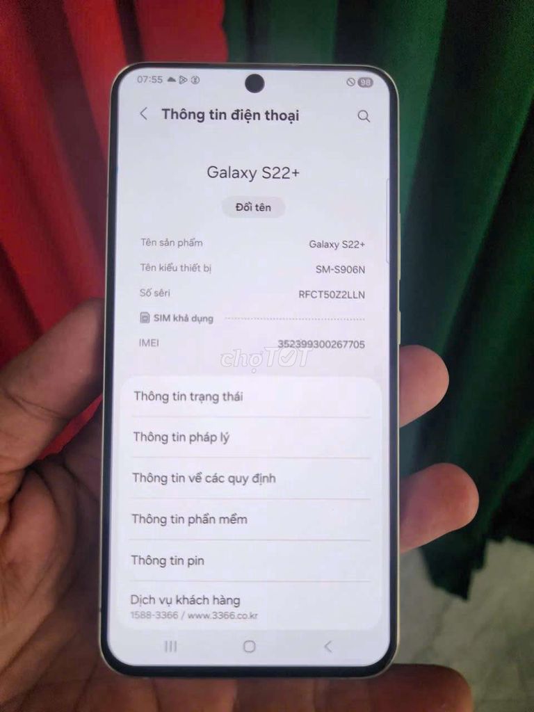 Samsung Galaxy S22+ 8GB/256GB 98%. Mua bán Điện thoại tại Thành phố Trà Vinh Trà Vinh được đăng bởi Son Nguyen hình 1