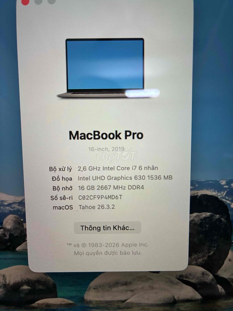 Apple MacBook Pro 16 inch 2019. Mua bán Laptop tại Thành phố Biên Hòa Đồng Nai được đăng bởi Phú PC Laptop hình 1