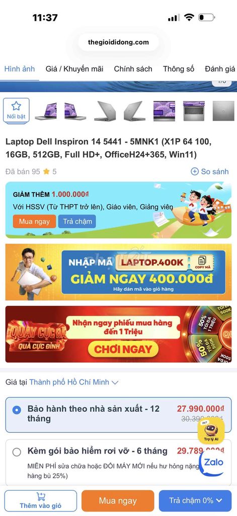 Dell Inspiron 14 Snapdragon XIP 16gb/512gb Bh15-08. Mua bán Laptop tại Quận 6 Tp Hồ Chí Minh được đăng bởi Laptop Phương Nghi hình 1