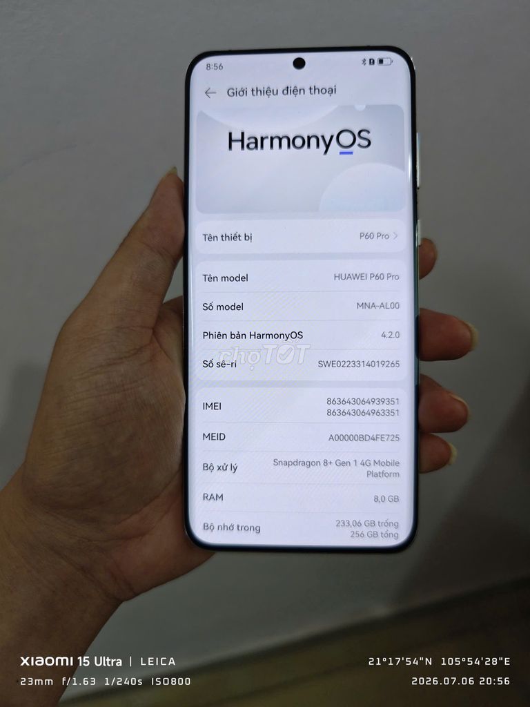 Huawei P60pro 8+256G , pin 93%. Mua bán Điện thoại tại Huyện Sóc Sơn Hà Nội được đăng bởi Vuong Xuan Hung hình 1