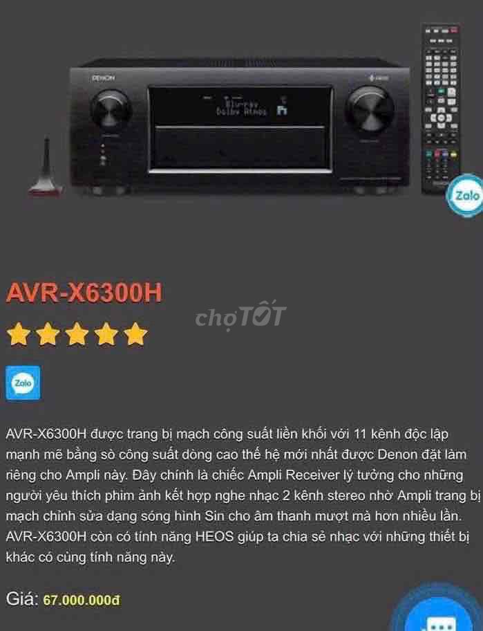 Amply DENON AVR-X6300H ultra 4K - WIFI - Bluetooth. Mua bán Tivi, Âm thanh tại Quận Tân Phú Tp Hồ Chí Minh được đăng bởi Quân minh hình 1