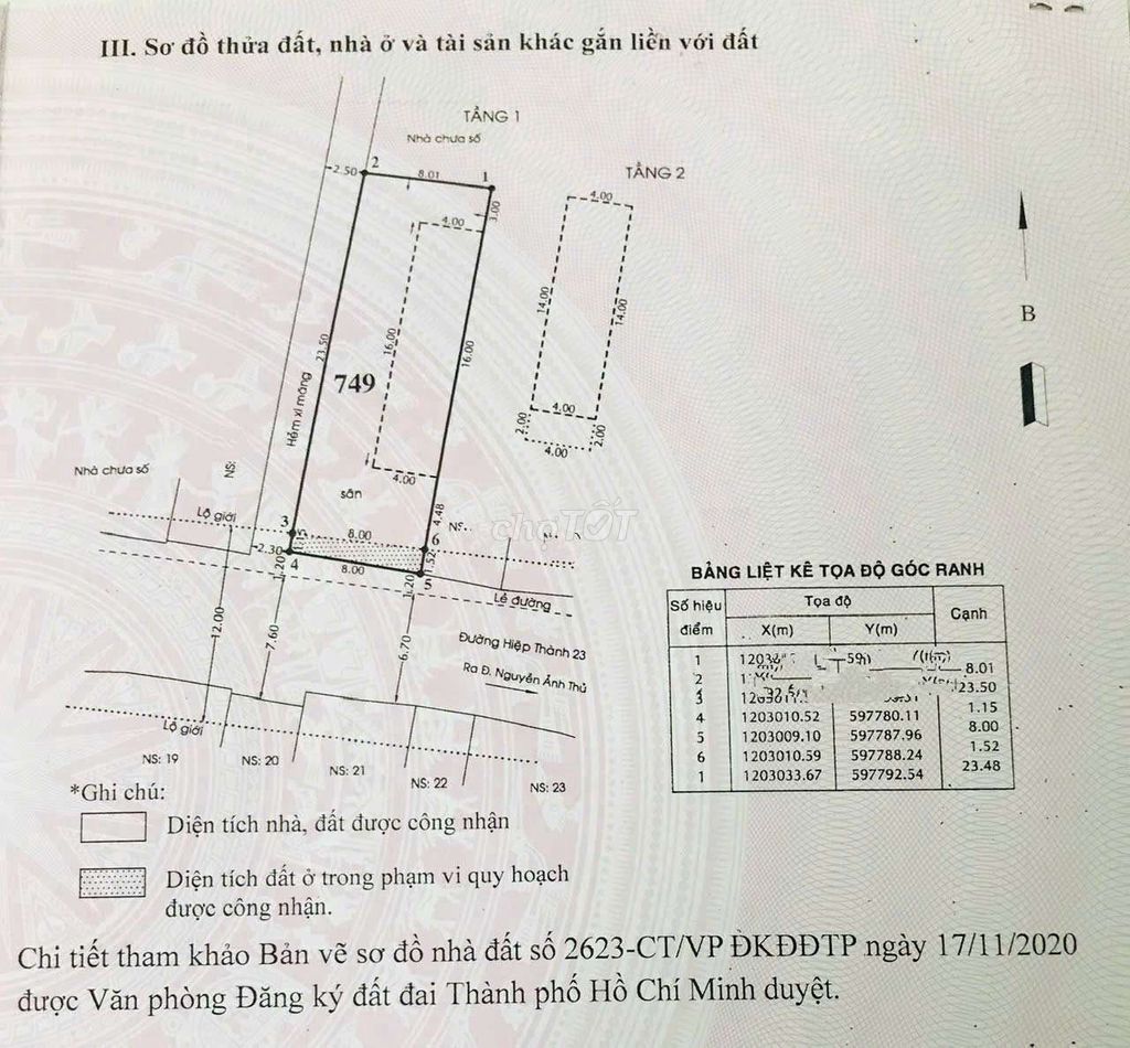 Nhà 2L 8x25 đường xe Tải vuông vức