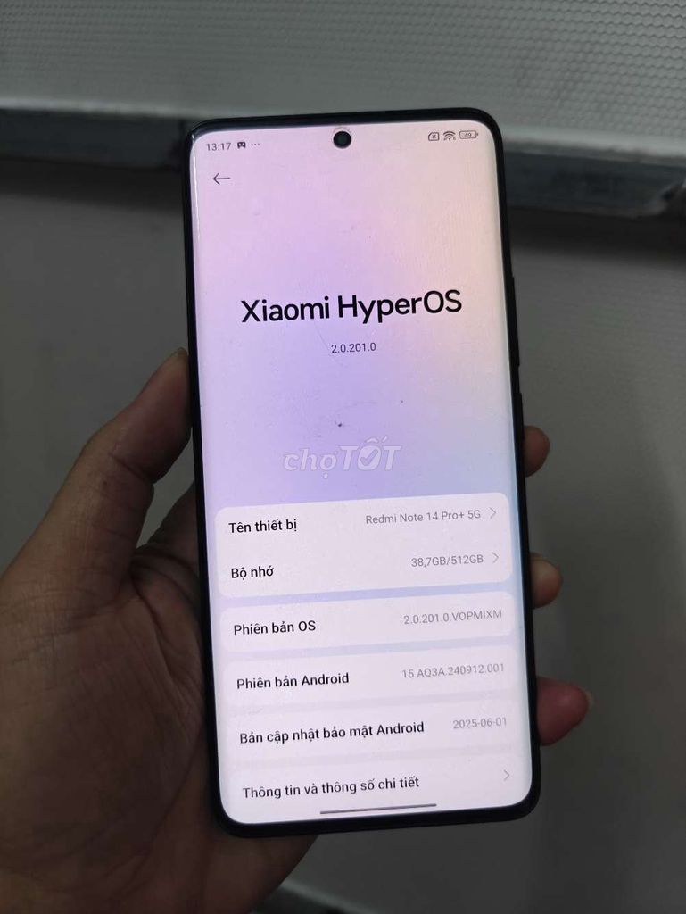 Redmi Note 14 Pro+ 5G VN zin 12g/512G/BH 24/11/26. Mua bán Điện thoại tại Quận 12 Tp Hồ Chí Minh được đăng bởi Cầm Đồ Thanh Lý hình 1