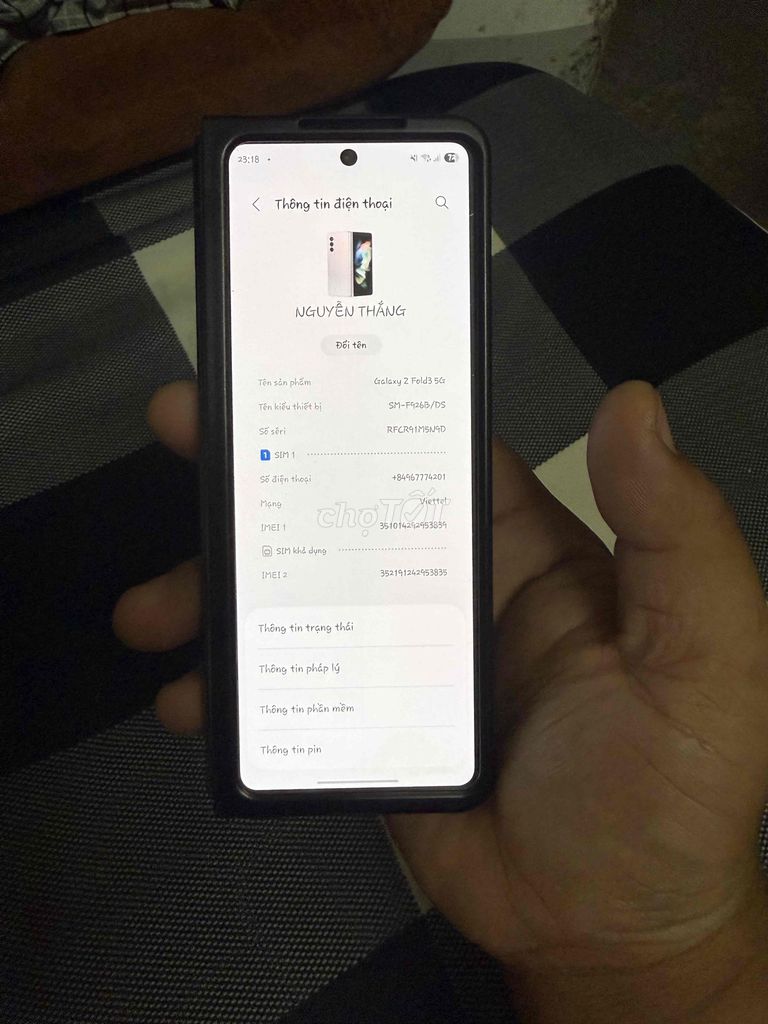 Samsung Z Fold 3 12GB/512GB Đã sử dụng. Mua bán Điện thoại tại Thành phố Buôn Ma Thuột Đắk Lắk được đăng bởi Thắng Nguyễn hình 1