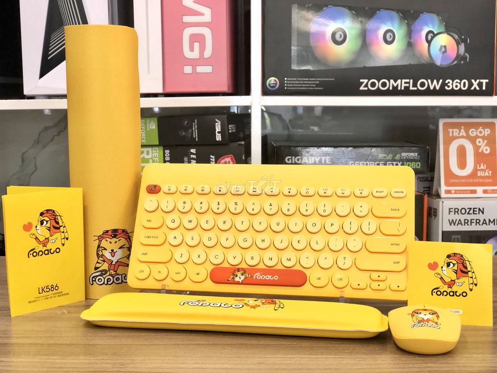 Combo phím chuột PC FOPATO LK586 Yellow
