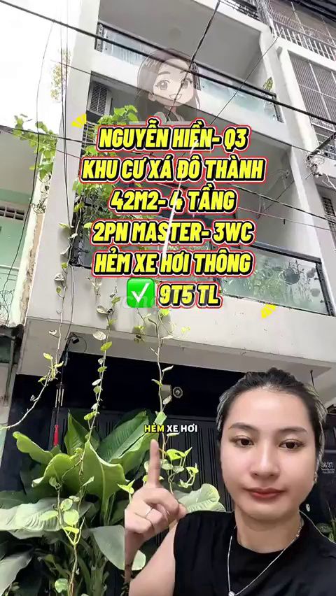 Bán Nhà Hẻm Xe Hơi Nguyễn Hiền Q3 42m2 4 Tầng - Giá 9.5 Tỷ