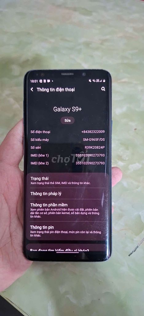 Samsung Galaxy S9+ 256GB Xanh Like New. Mua bán Điện thoại tại Huyện Hoài Đức Hà Nội được đăng bởi Thành Hưng hình 1