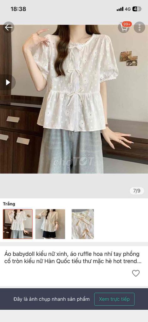 Áo babydoll nữ Hoa nhí size L. Mua bán Quần áo tại Quận Long Biên Hà Nội được đăng bởi Thuỳ Dương hình 1