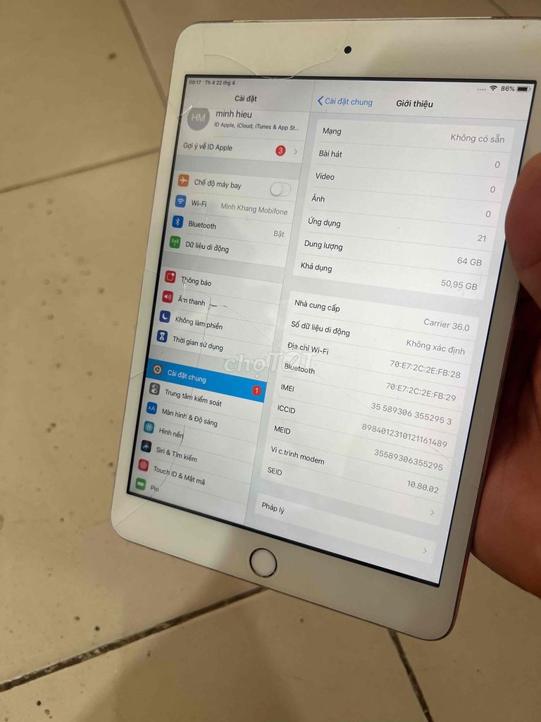 Apple iPad mini 3 64GB Vàng icloud hiện bán gấp. Mua bán Máy tính bảng tại Thành phố Thủ Đức Tp Hồ Chí Minh được đăng bởi khang nguyễn hình 1