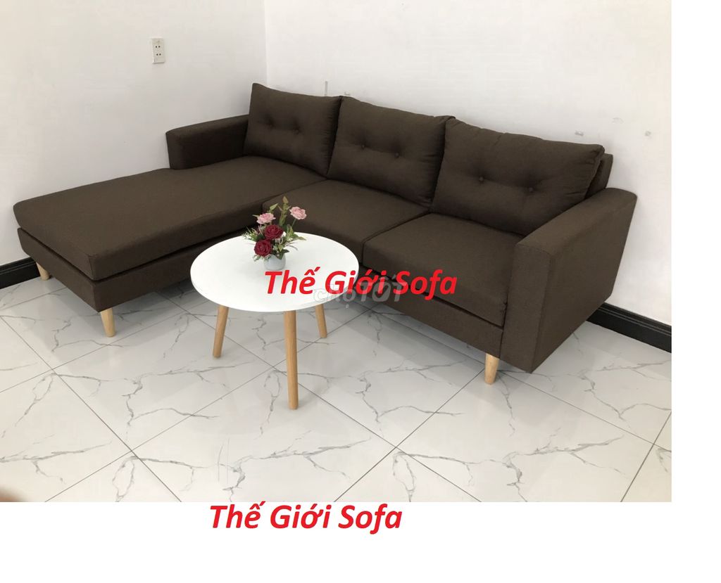 Bộ ghế sofa góc L màu nâu giá rẻ ở Đồng Nai