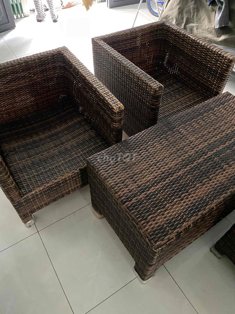 Bộ bàn ghế mây màu nâu. Mua bán Bàn ghế tại Huyện Bình Chánh Tp Hồ Chí Minh được đăng bởi bông hình 1