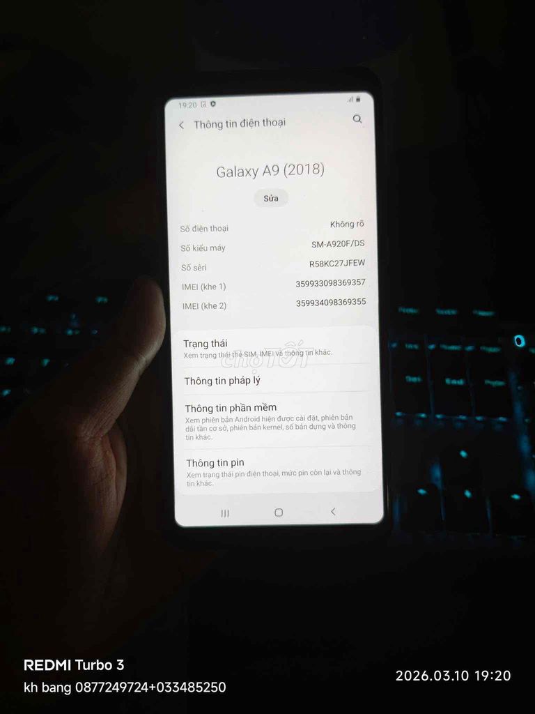 samsung a9 6/128 màn zin đẹp không ám. Mua bán Điện thoại tại Huyện Bến Lức Long An được đăng bởi kbang hình 1