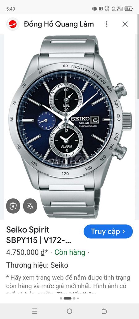 Đồng hồ Seiko solar V172 Bạc Nam. Mua bán Đồng hồ tại Huyện Phù Mỹ Bình Định được đăng bởi Huỳnh Thế Vĩ hình 1
