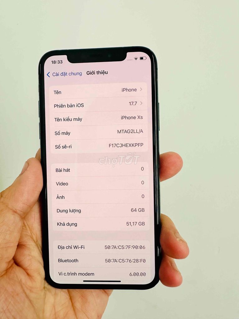 Iphone XS 64GB quốc tế máy zin đã qua sử dụng