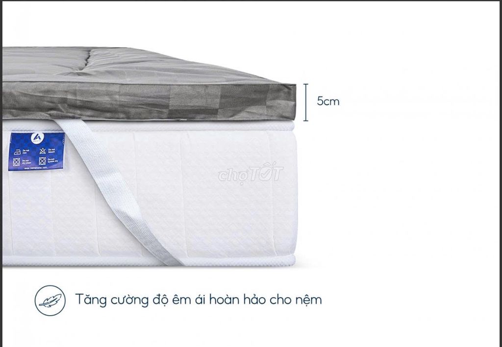 Topper nệm Aroma Xám 5cm. Mua bán Giường, chăn ga gối nệm tại Thành phố Tân An Long An được đăng bởi Nệm giá kho Long An  hình 1