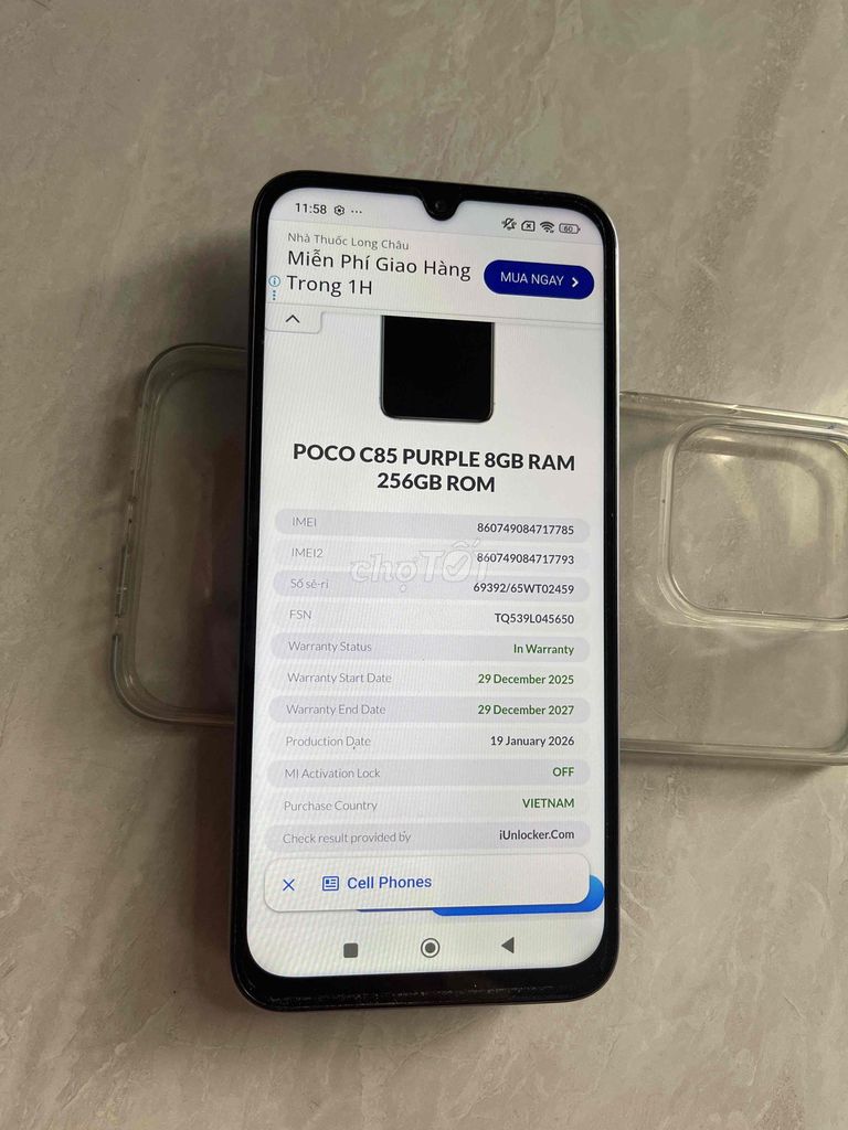 POCO C85 8/256GB Việt Nam BH tới 12/2027 toàn quốc. Mua bán Điện thoại tại Quận 8 Tp Hồ Chí Minh được đăng bởi Thanh Tâm Mobile hình 1