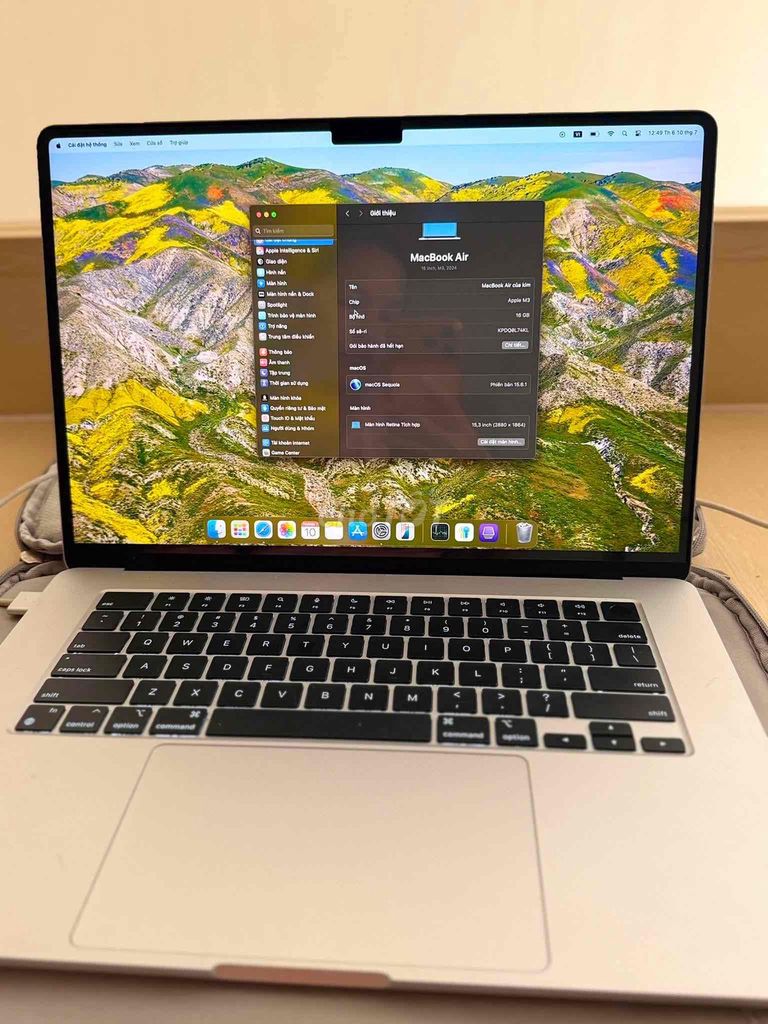 Apple Macbook Air M3 Như mới 99% + Chuột Magic. Mua bán Laptop tại Quận 5 Tp Hồ Chí Minh được đăng bởi Nguyenbao hình 1