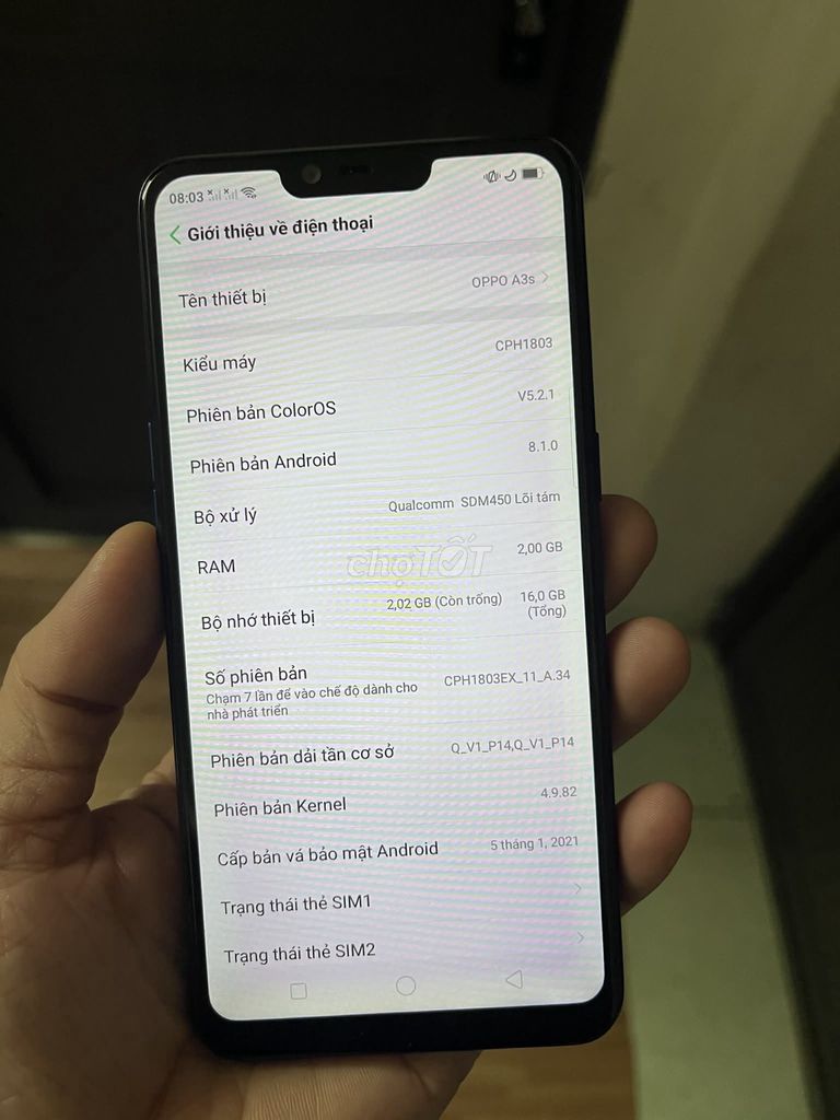 OPPO A3s 16GB Đen. Mua bán Điện thoại tại Quận Lê Chân Hải Phòng được đăng bởi Tuấn Tú hình 1