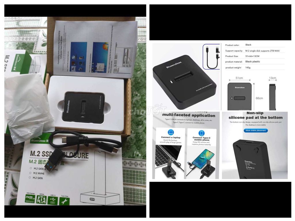 Dock ổ cứng Blueness M.2 NVMe/SATA. Mua bán Phụ kiện (Màn hình, Chuột...) tại Quận 4 Tp Hồ Chí Minh được đăng bởi Bình hình 1