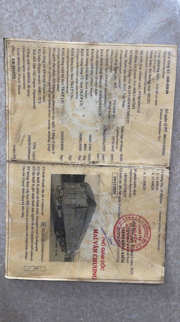 izusu 15tấn thùng inox 9m55-2015. Mua bán Xe tải, xe ben tại Huyện Lục Nam Bắc Giang được đăng bởi Nhật Duy hình 8