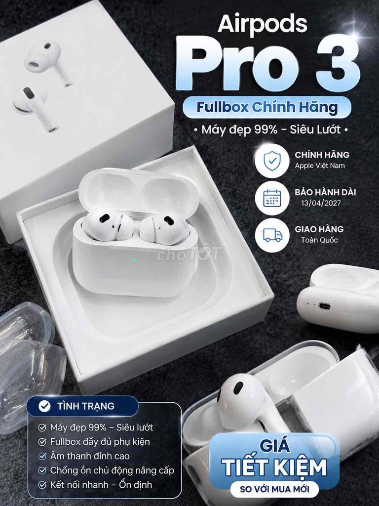 Tai nghe Apple Airpods Pro 3 Trắng Fullbox. Mua bán Tivi, Âm thanh tại Quận Ninh Kiều Cần Thơ được đăng bởi SUN APPLE STORE hình 1