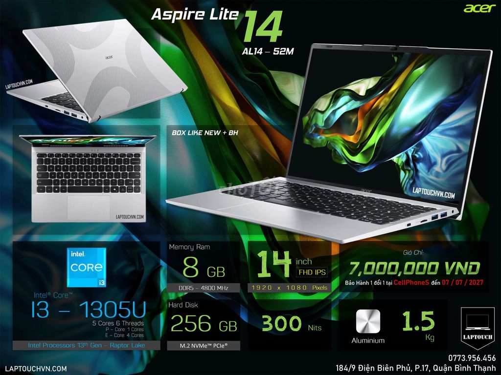 Acer Aspire Lite 14 AL14-52M [ Box Like New + BH ]. Mua bán Laptop tại Quận Bình Thạnh Tp Hồ Chí Minh được đăng bởi Cửa Hàng Máy Tính Laptouch VN hình 1