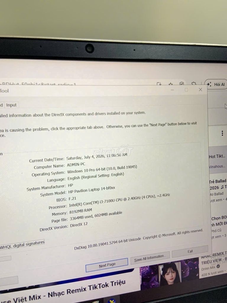 HP Pavilion 14-bf0xx i3 7100U 14 inch 8GB/128GB. Mua bán Laptop tại Quận Tân Bình Tp Hồ Chí Minh được đăng bởi TẤN PHÁT hình 1
