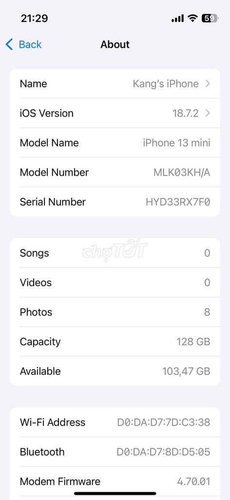 Apple iPhone 13 Mini 128GB Tím than Quốc tế 88%. Mua bán Điện thoại tại Quận Ngô Quyền Hải Phòng được đăng bởi Khang hình 1
