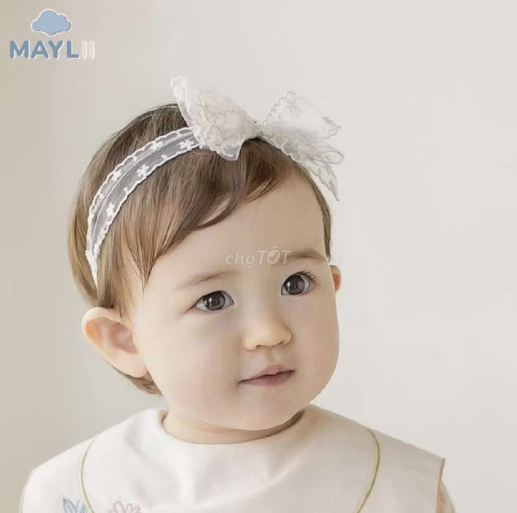 Băng đô bé gái ren trắng sơ sinh. Mua bán Mẹ và bé tại Thành phố Vĩnh Long Vĩnh Long được đăng bởi ST STORE chuyên sỉ hình 1
