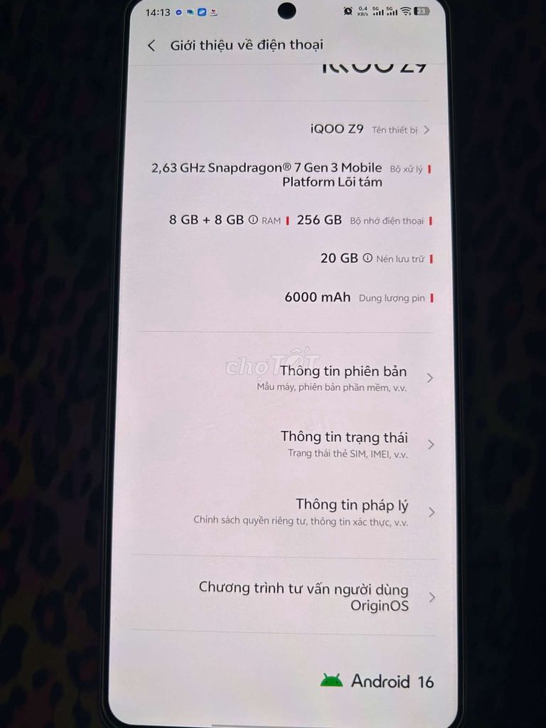 iQOO Z9 5G 256GB. Mua bán Điện thoại tại Huyện Cẩm Mỹ Đồng Nai được đăng bởi Thang Bao hình 1