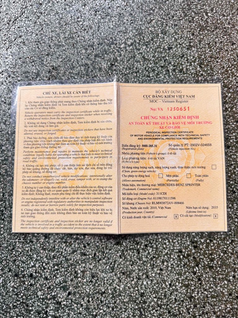 Mercedes Sprinter tải van 6 người 900kg 9 chủ ký. Mua bán Ô tô tại Quận Bình Tân Tp Hồ Chí Minh được đăng bởi thành tâm  hình 7