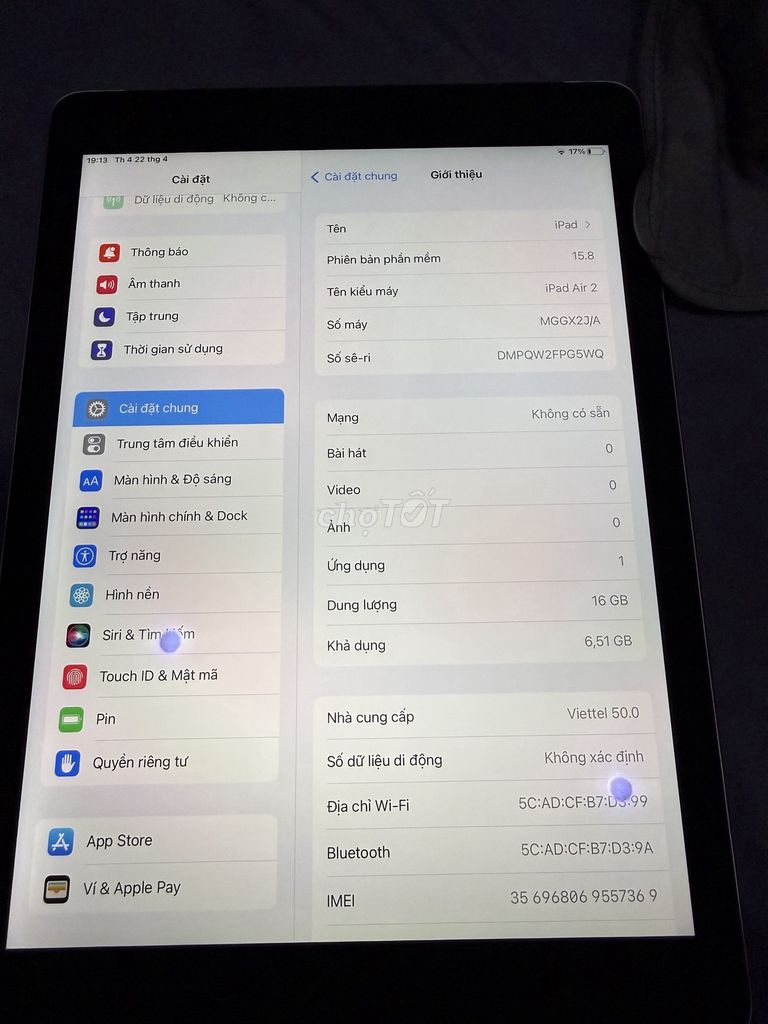 Apple iPad Air 2 16GB Bạc 4G. Mua bán Máy tính bảng tại Quận Tân Bình Tp Hồ Chí Minh được đăng bởi Minh Nhật hình 1