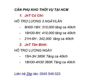 LƯƠNG NGÀY - 50 NAM LÀM KHO JNT THỜI VỤ