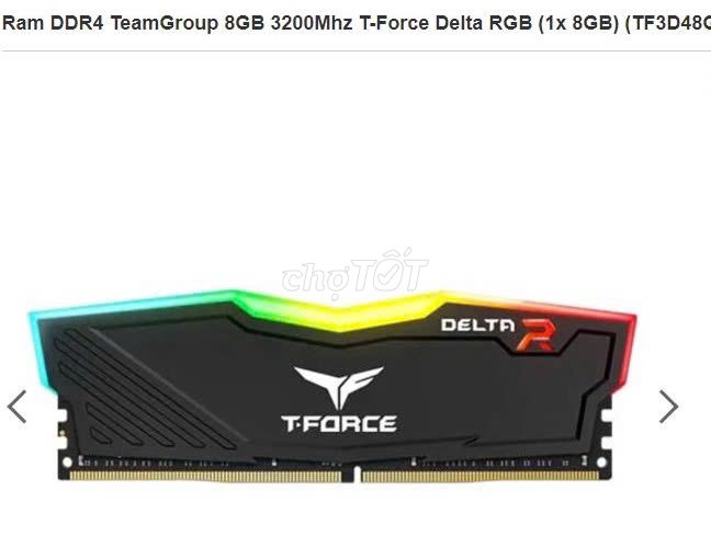 Ram DDR4 TeamGroup 8GB 3200Mhz T-Force Delta RGB