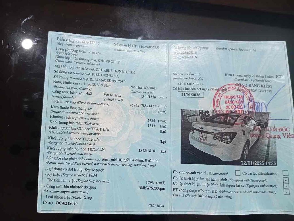 Cần bán nhanh xe chevrolet cruzbản LTZ số tự. Mua bán Ô tô tại Thành phố Thủ Dầu Một Bình Dương được đăng bởi nguyentruc hình 14