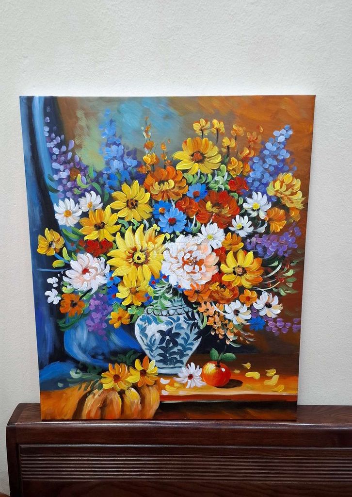 Tranh sơn dầu Hoa khổ 50x60. Mua bán Đồ sưu tầm, đồ cổ tại Huyện Gia Lâm Hà Nội được đăng bởi Tranh Sơn Dầu MTGVN hình 1