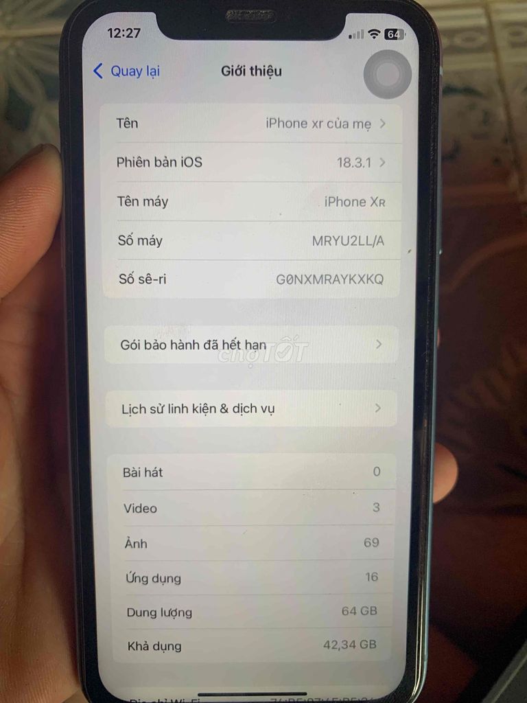 Iphone Xr quốc tế màu xanh dương. Mua bán Điện thoại tại Huyện Đông Anh Hà Nội được đăng bởi Văn Đan  hình 1