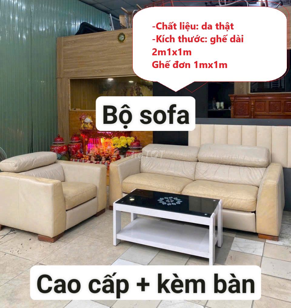 Bộ Ghế sofa bọc da + kèm bàn, sofa góc L bọc da