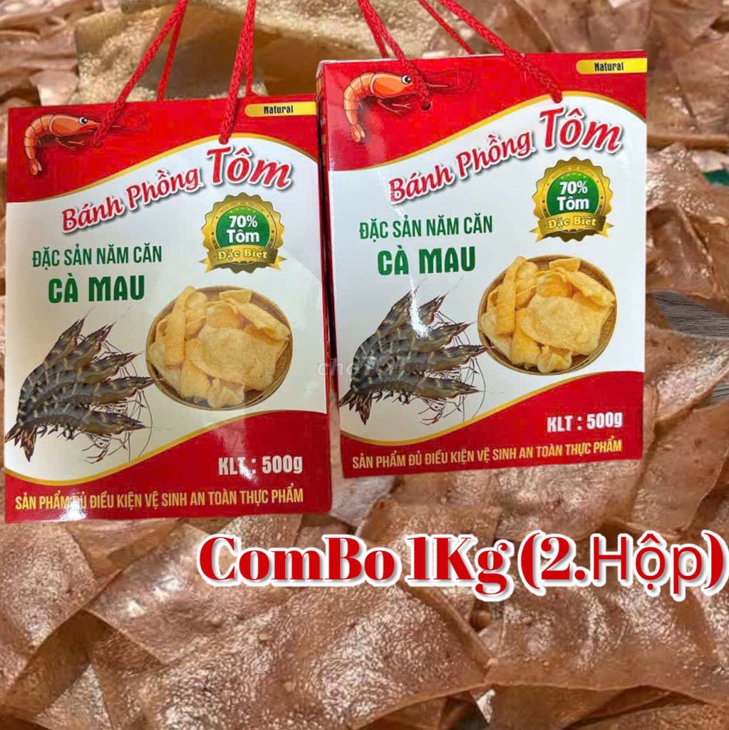 1.Kg (2.Hộp) Bánh Phồng TÔM Đặc Sản Cà Mau