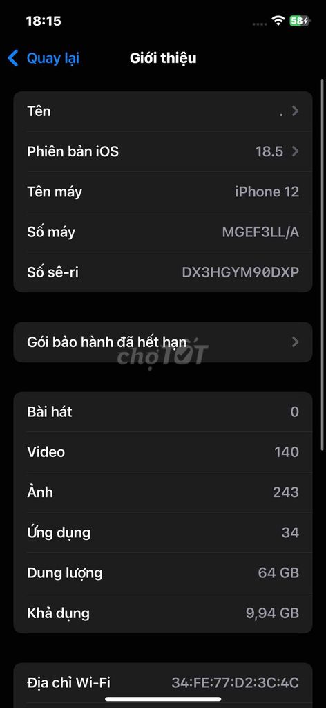 Apple iPhone 12 64GB Đã sử dụng. Mua bán Điện thoại tại Thành phố Dĩ An Bình Dương được đăng bởi Việt anh 7/3 hình 1