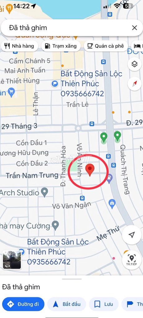 Bán đất đường Trần Nam Trung Vỉa hè 9m sát Võ Chí Công giá rẻ