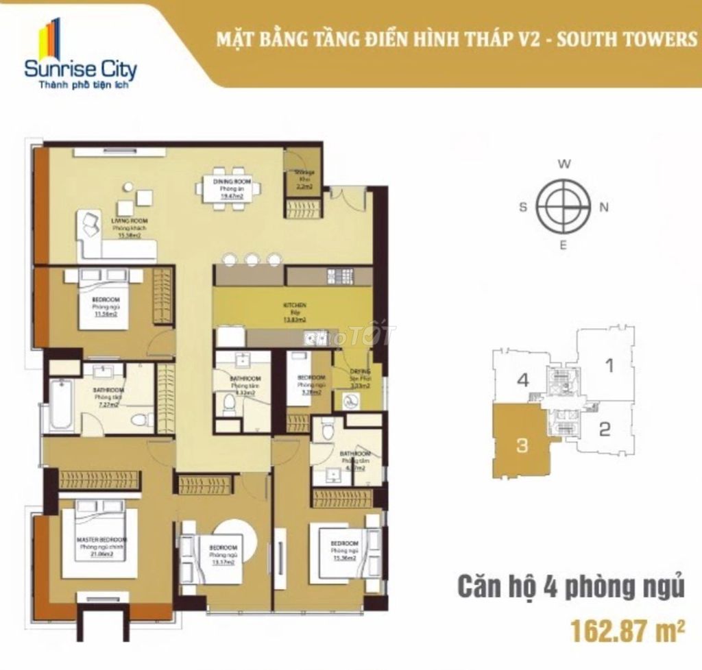 Cần cho thuê căn diện tích lớn nhất 3PN 162m2 tại Sunrise City, quận 7