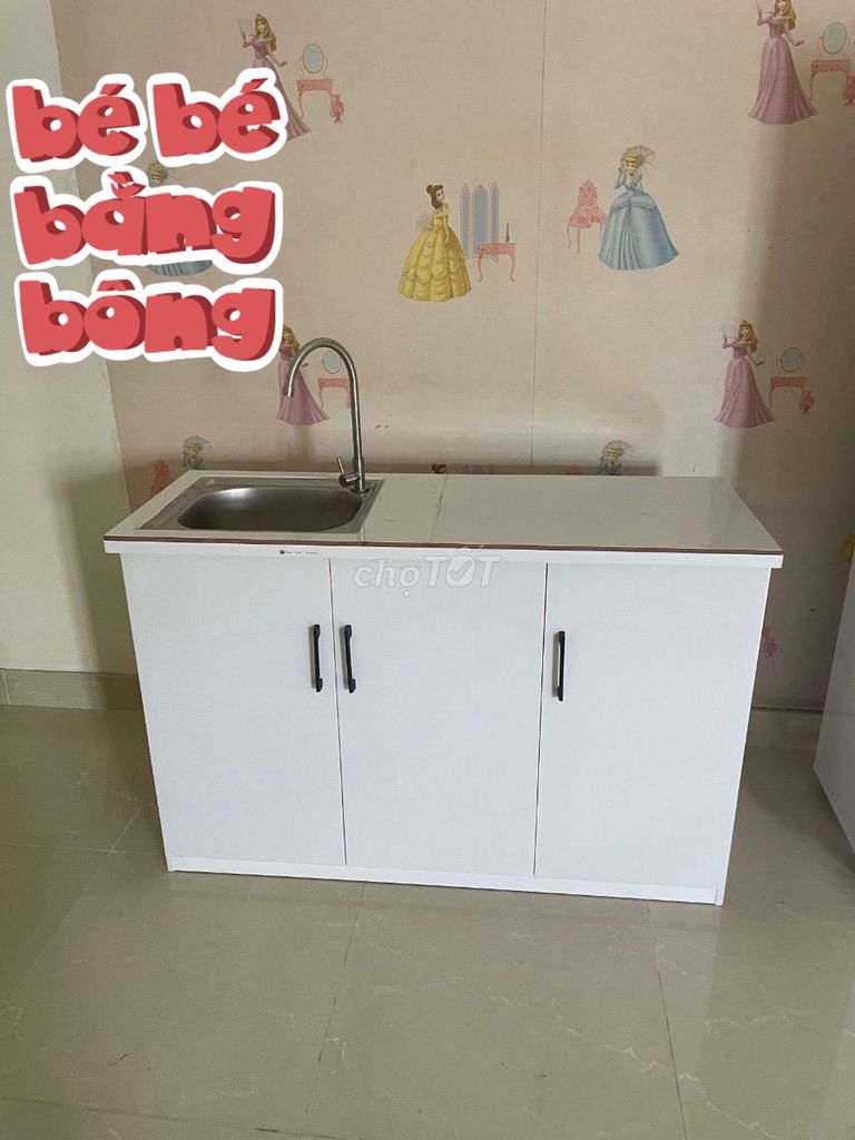 Tủ bếp nhựa kt 1m2x81cm sẵn bồn vòi