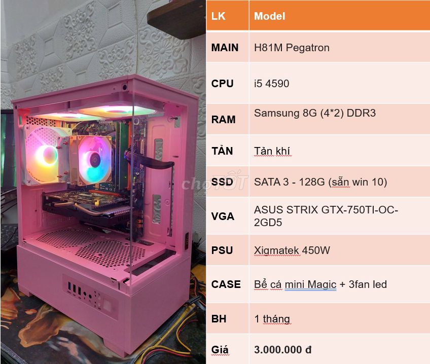 PC i5-4590/Ram8G/SSD.128G/750ti-2GD5 - 2nd - 3tr