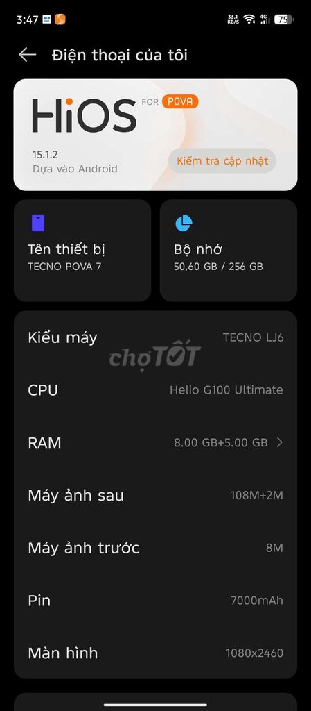Tecno Pova 7 256GB. Mua bán Điện thoại tại Quận 3 Tp Hồ Chí Minh được đăng bởi Doanh N hình 1